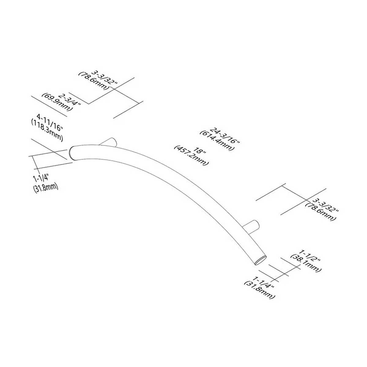 TileWare Radius ADA Grab Bar 24 Contemporary Victoria Series