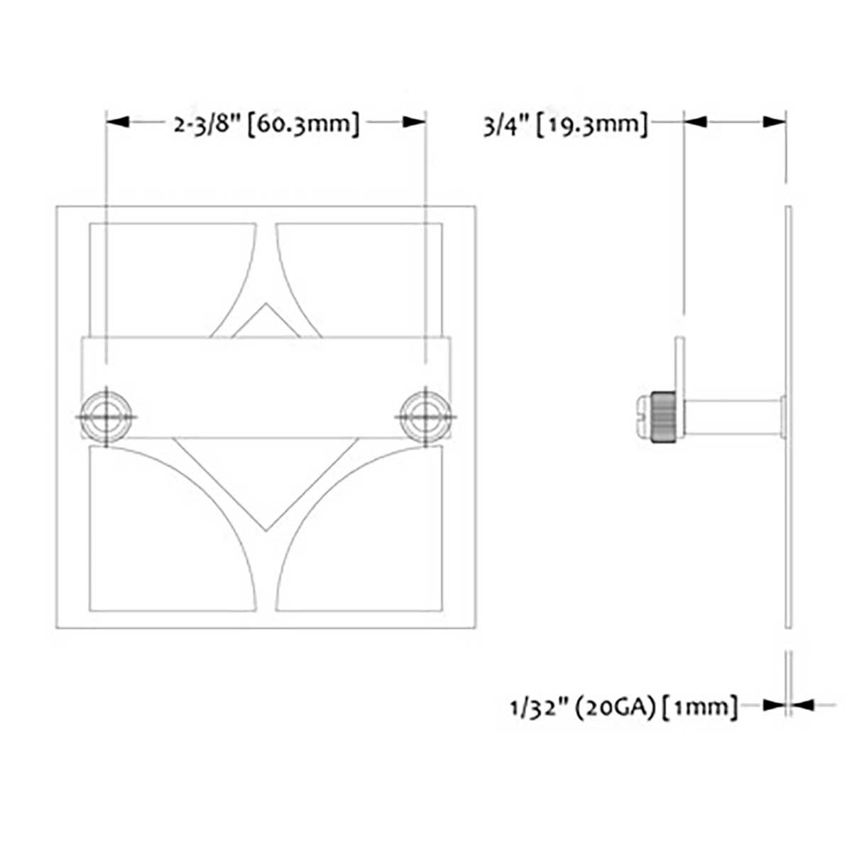 TileWare PermaTile Square Tile Wall Anchor - PT100-504 Sketch