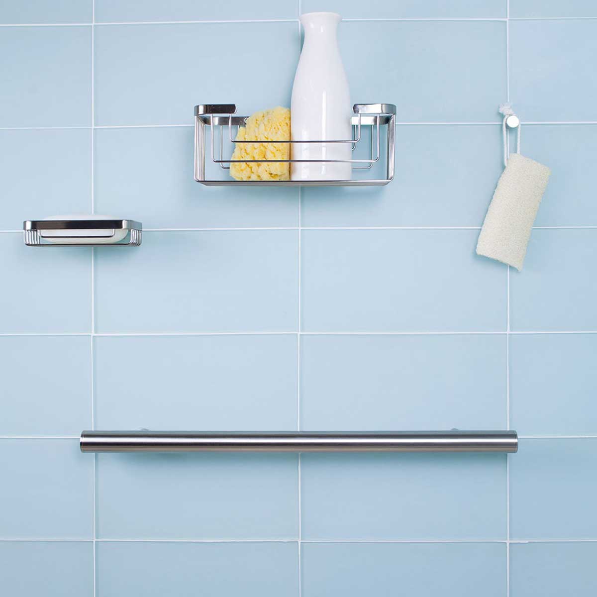 TileWare showcase the product line installed on a blue wall tile Victoria Series