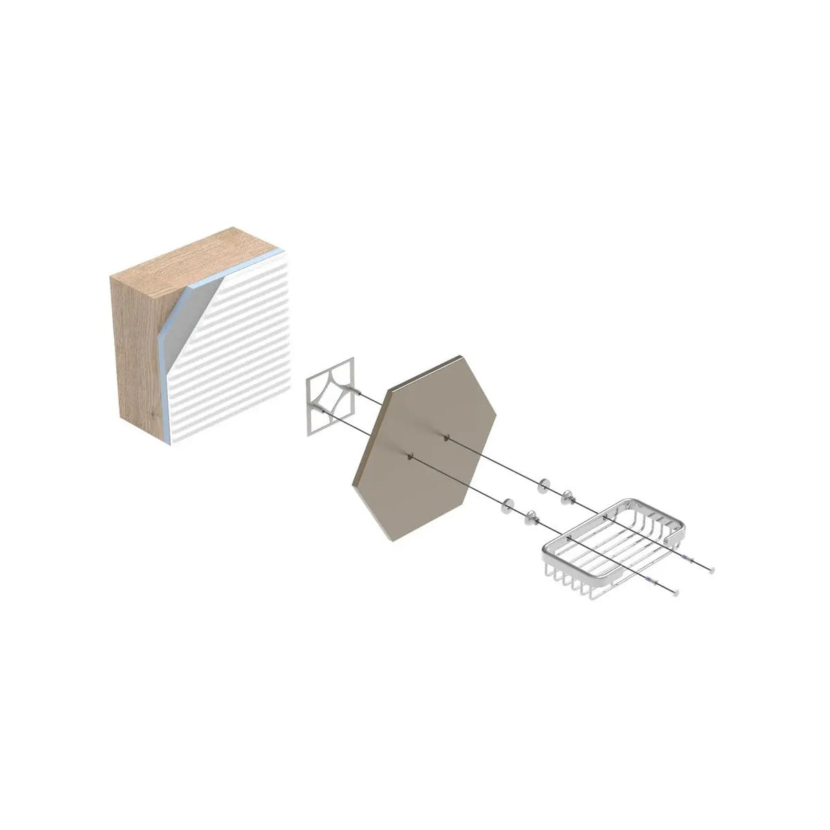 Diagram of a kitchen exhaust system with components on a white background