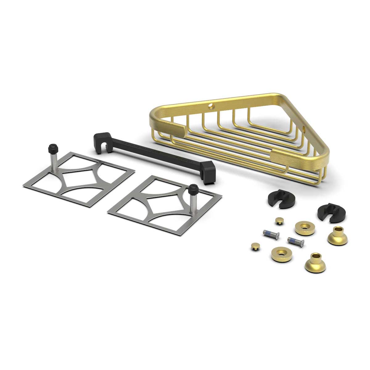 TileWare Promessa Shallow Corner Soap Basket Brushed Gold