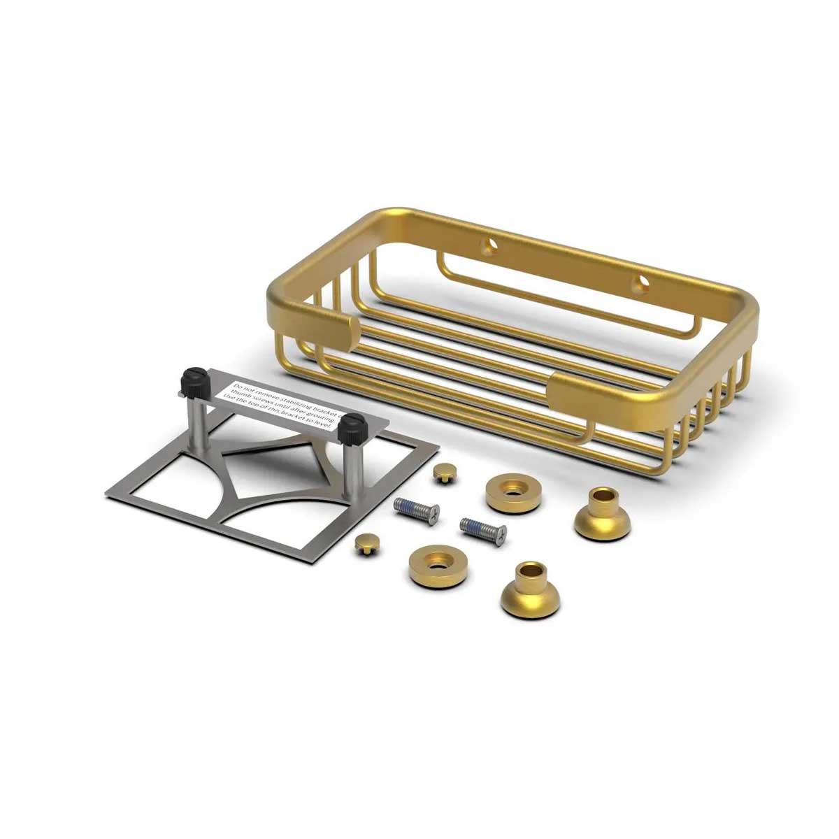 TileWare Promessa Rectangular Soap Basket Small Matte Gold