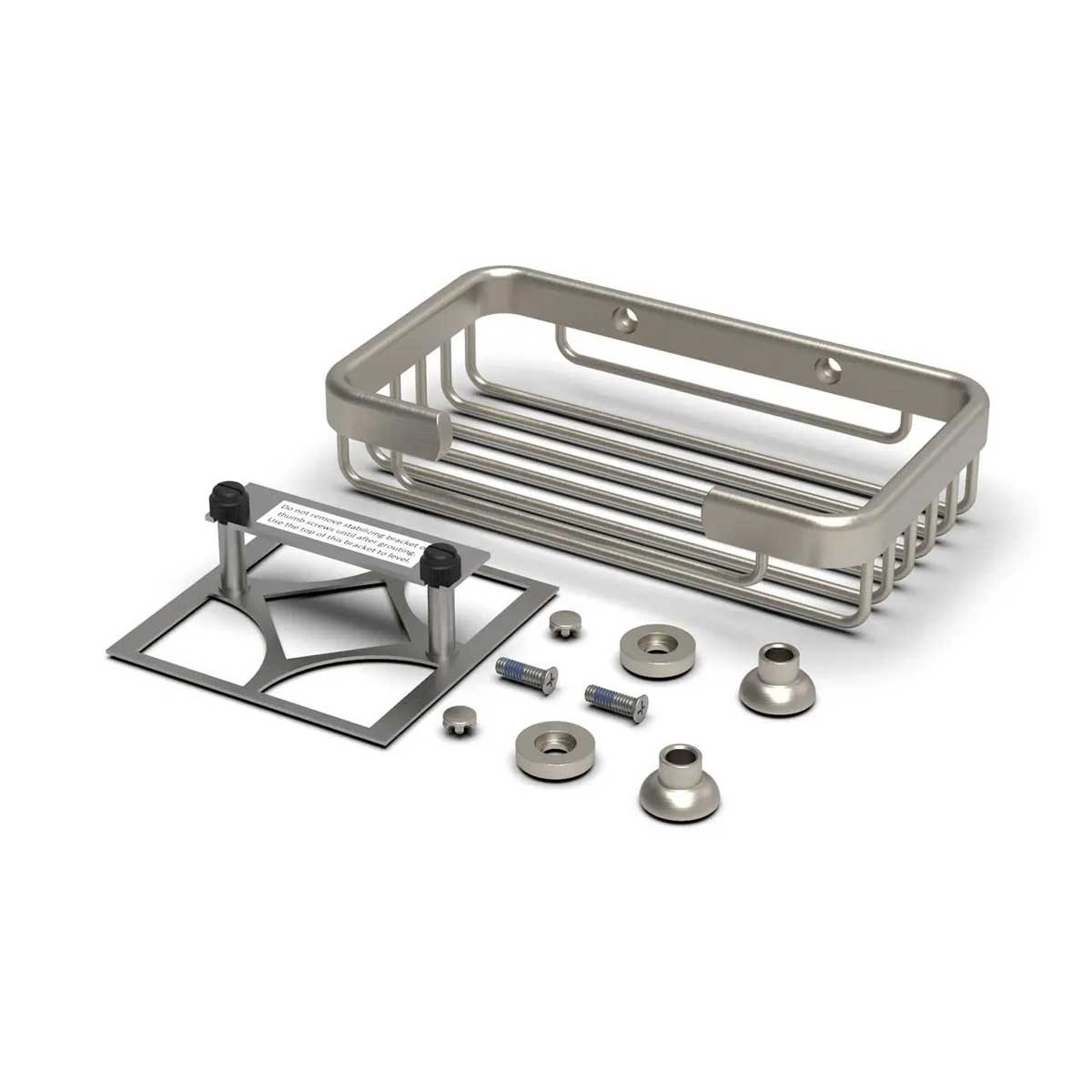 TileWare Promessa Rectangular Soap Basket Small Brushed Nickel