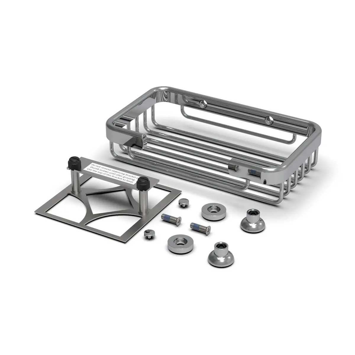 TileWare Promessa Rectangular Soap Basket Small Polished Chrome