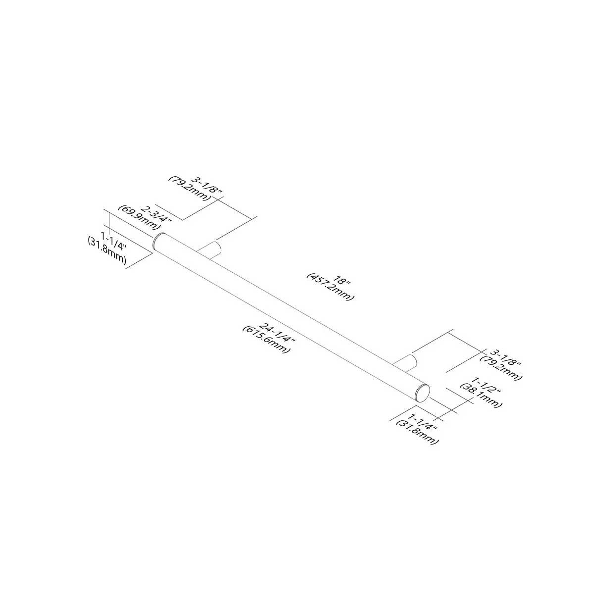 TileWare Straight ADA Grab Bar 24 Contemporary Victoria Series