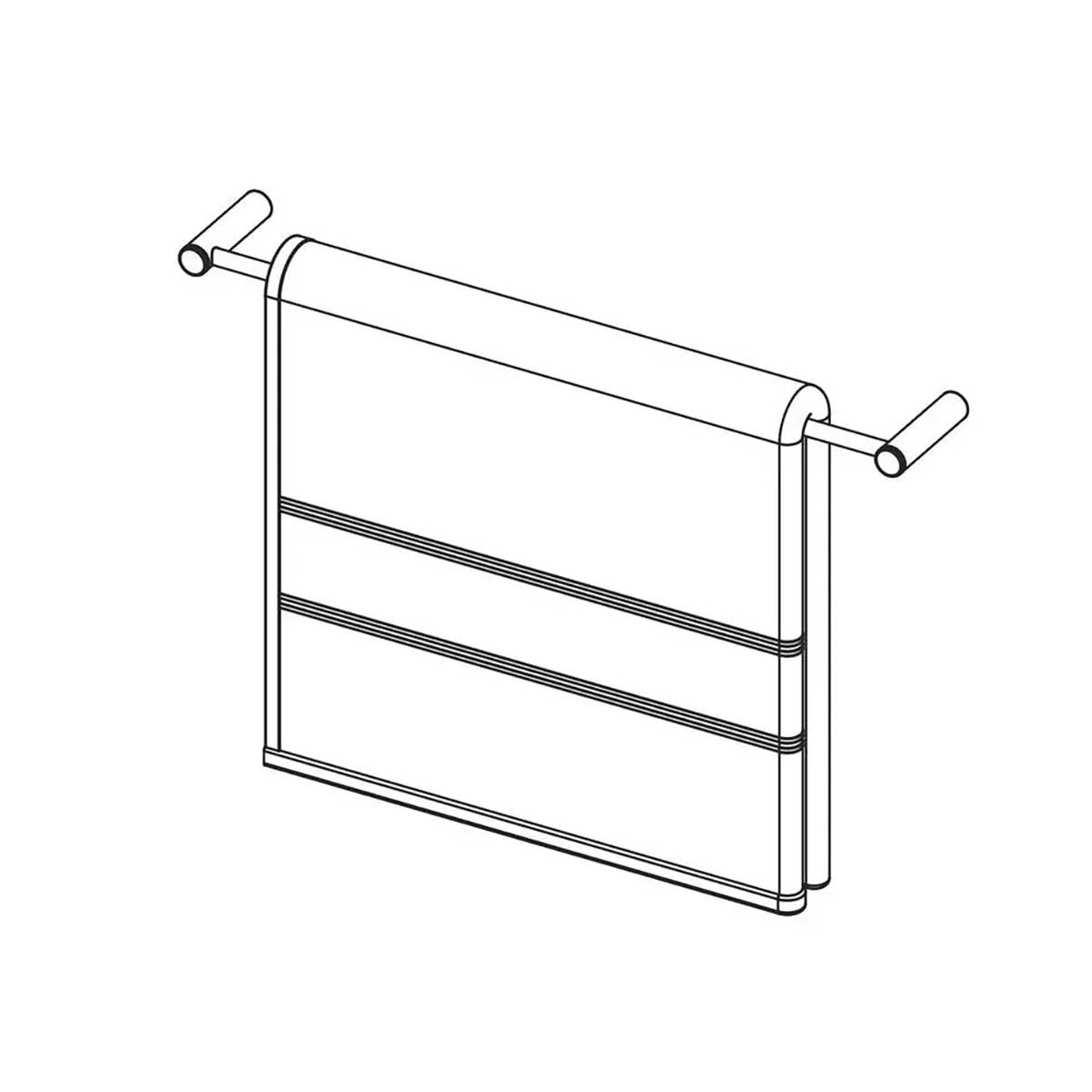 Line drawing of a towel rack with three horizontal bars on a white background