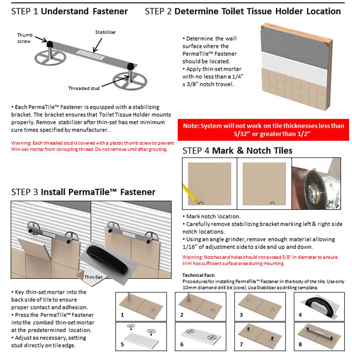 TileWare Promessa Series Toilet Paper Holders - Installation Instructions