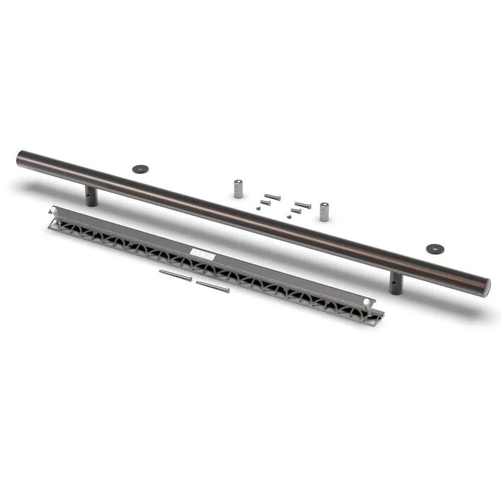 Metal railings with brackets on a white background