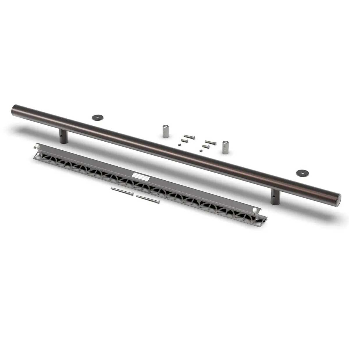 Metal railings with brackets on a white background