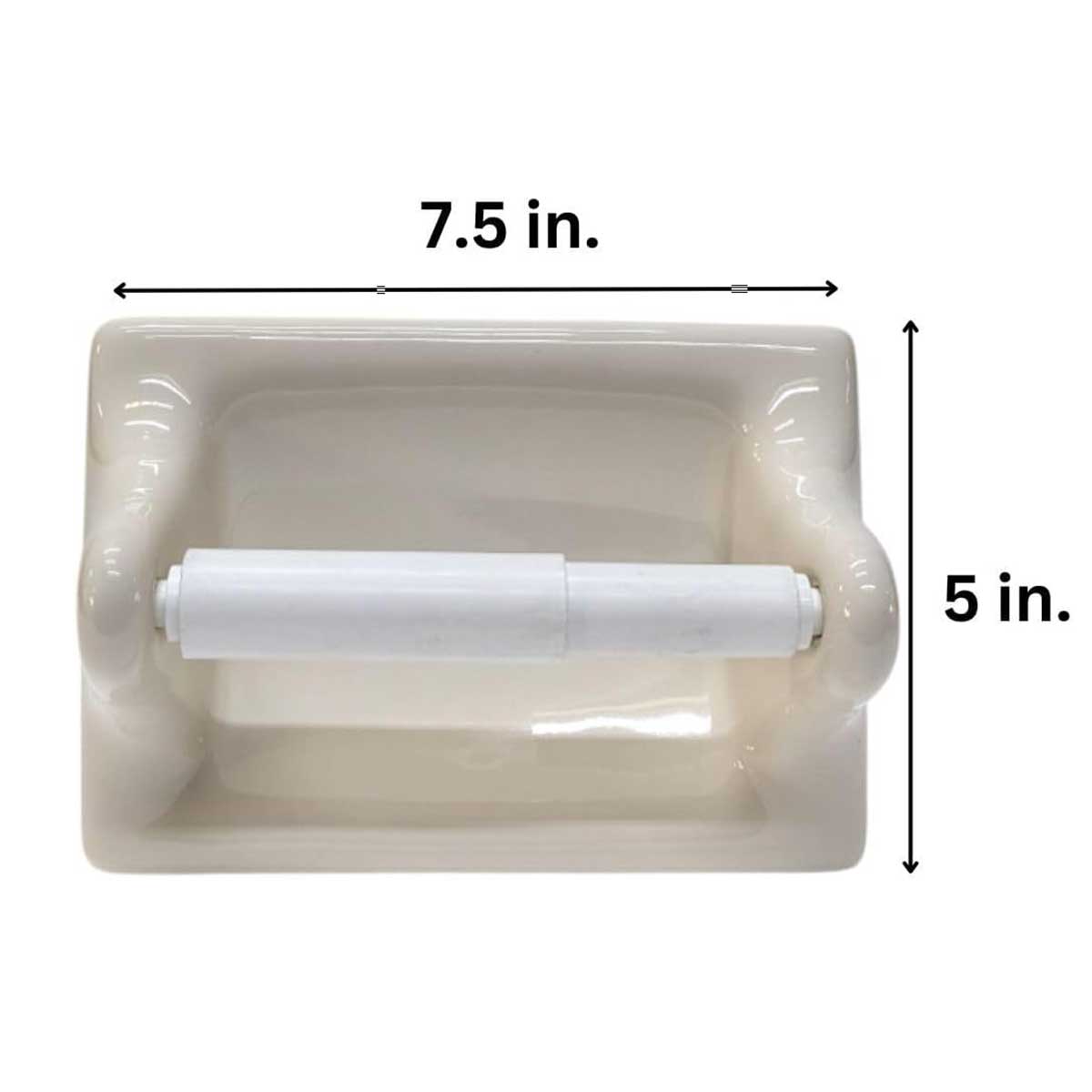 Front Dimensions of Ceramic Recessed Toilet Paper Holder - 7.5 in x 5 in