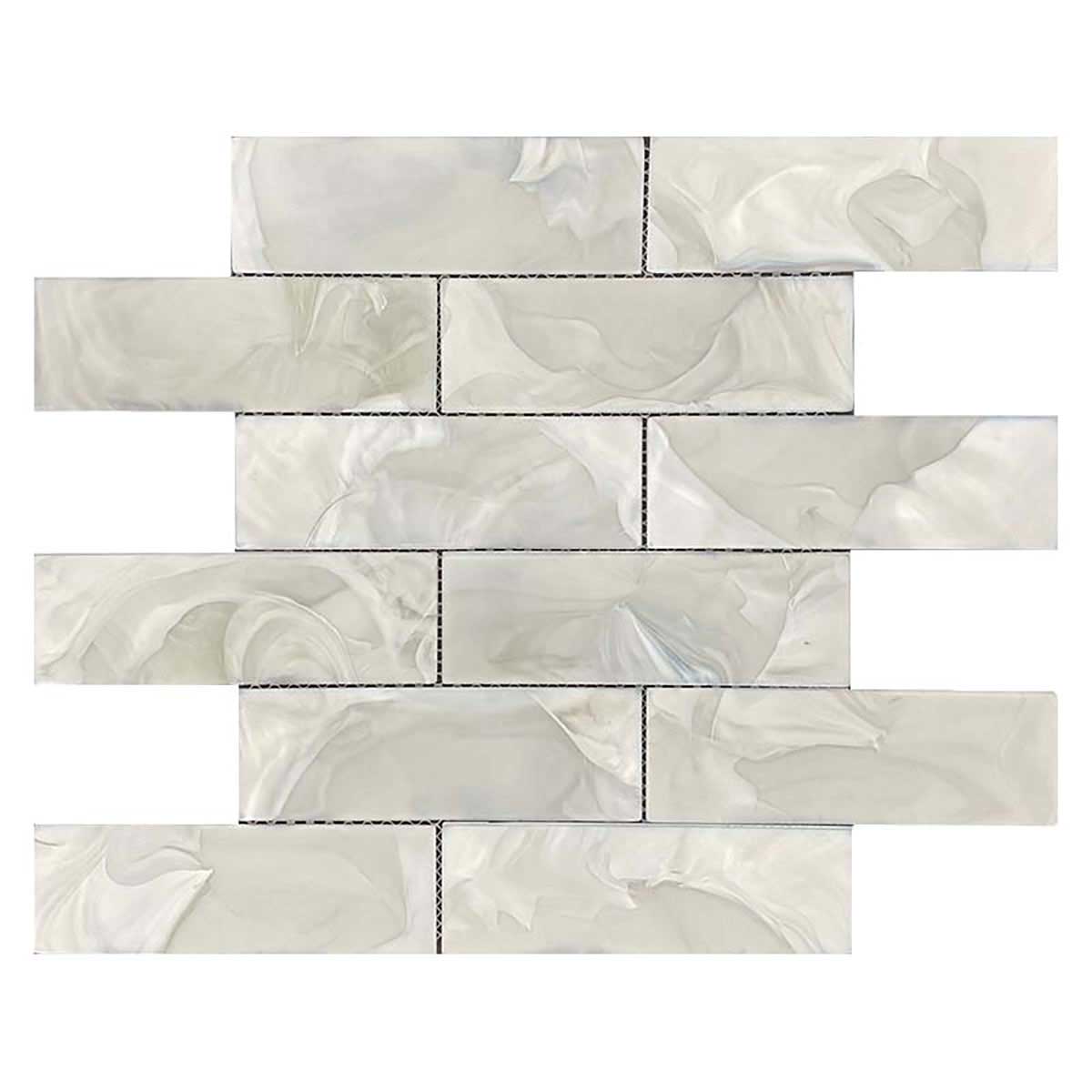 Ice Cap matte glass mosaic tile kitchen backsplash