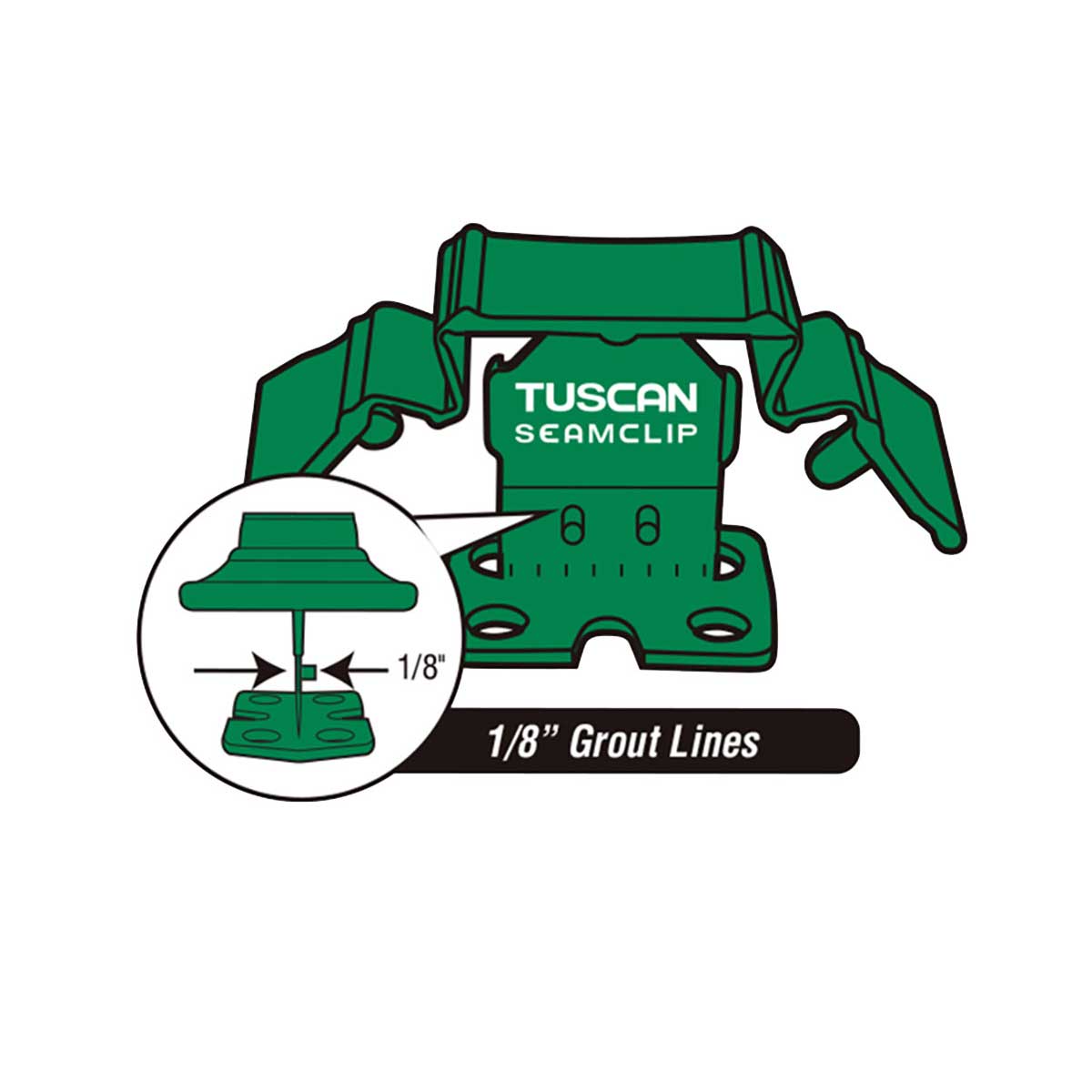 Tuscan TruSpace Green SeamClip for porcelain tile installations