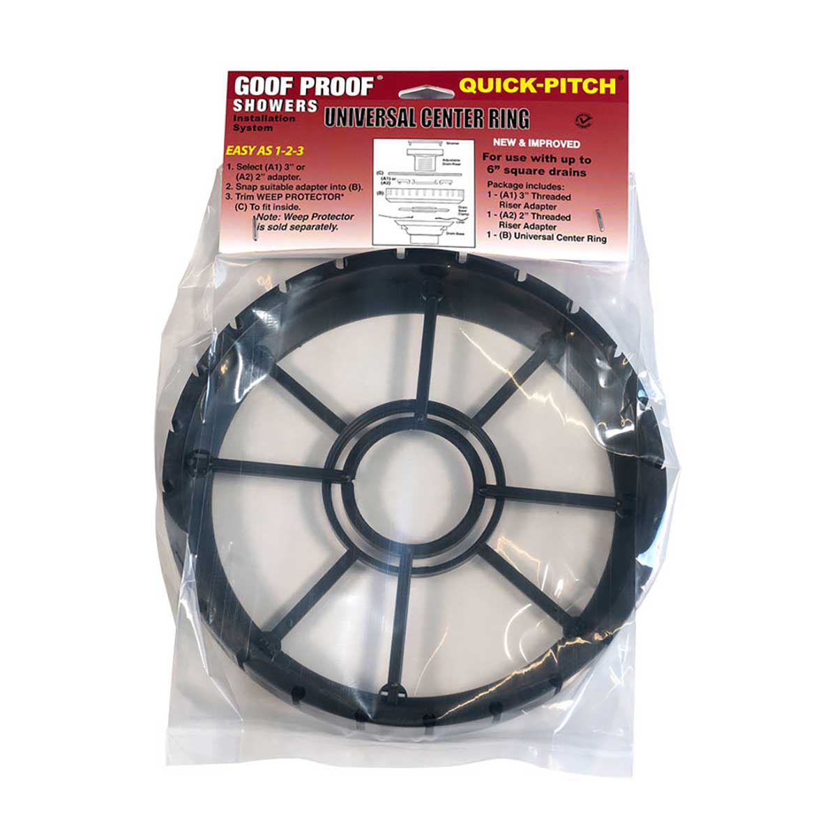 QuickPitch Universal Center Ring for Square Drain 10 inch