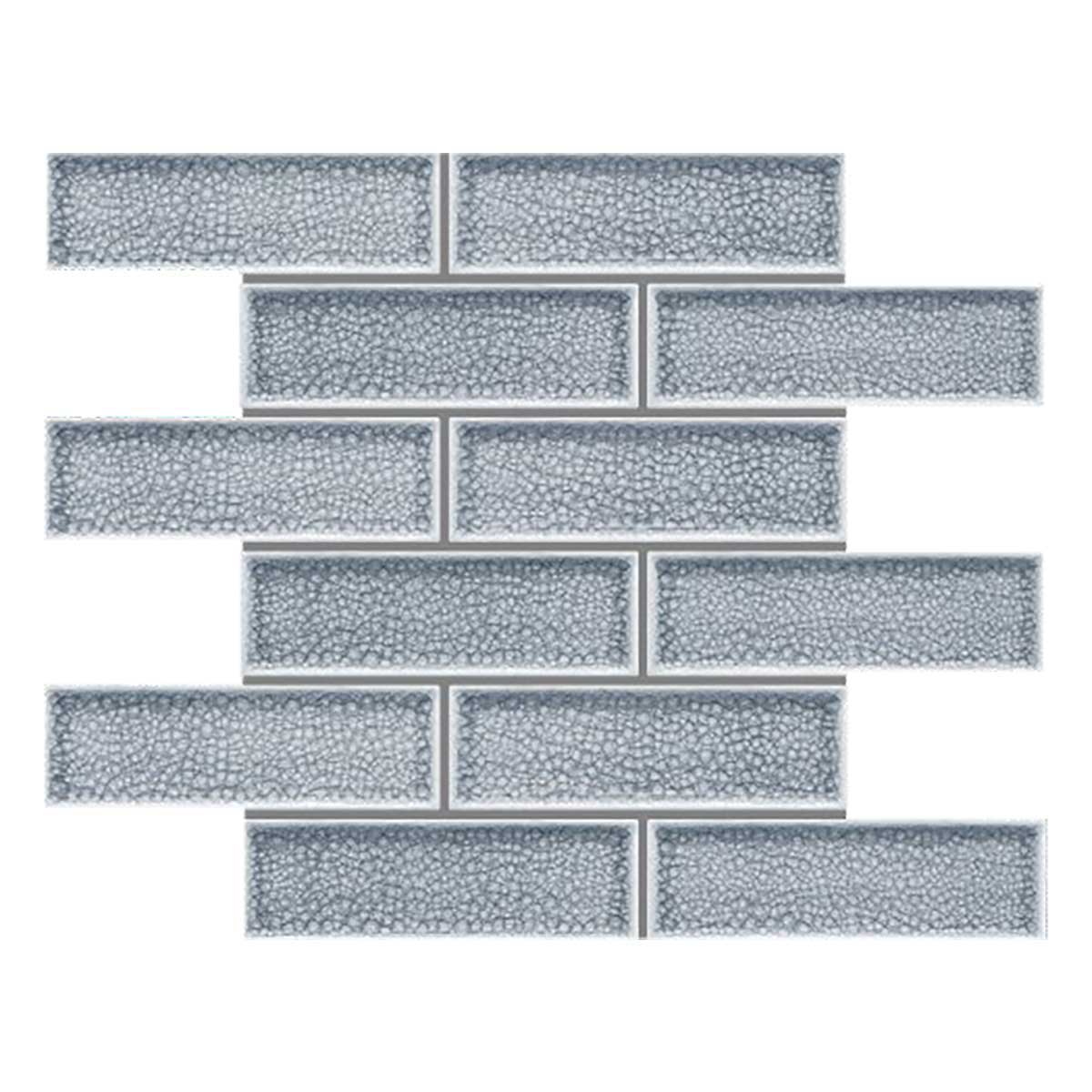 Blue Canal crackle glass porcelain interlock mosaic tile