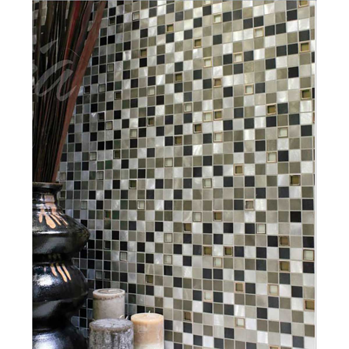 Metal and glass mosaic tile for kitchen backsplash walls