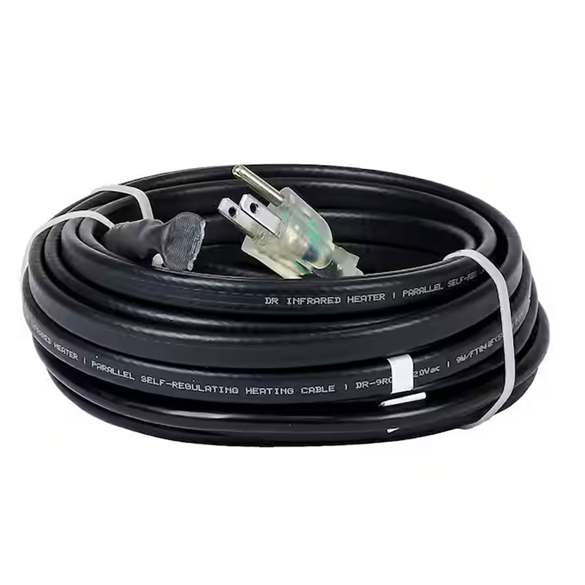 Plug-in self regulating heating cable for exposed water pipes