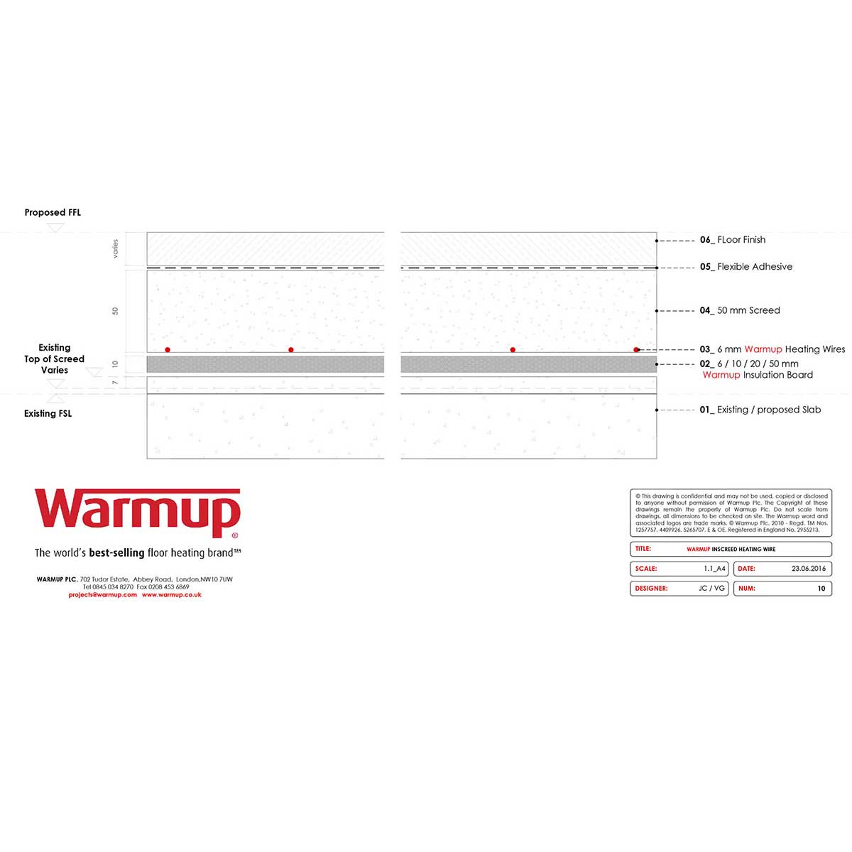 Technical diagram or plan with 'Warmup' branding on a white background