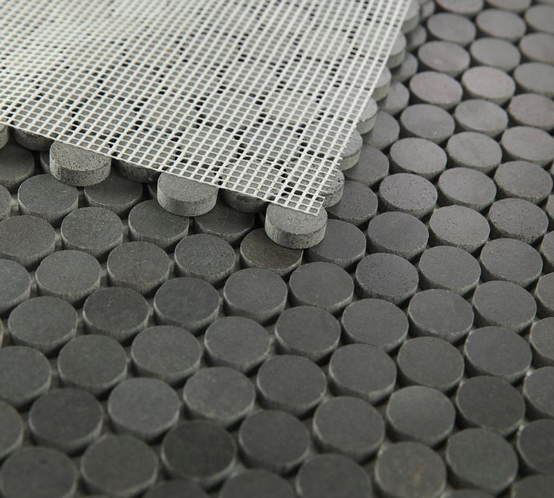 Mosaics Marble Penny Series - Black Dark Grey