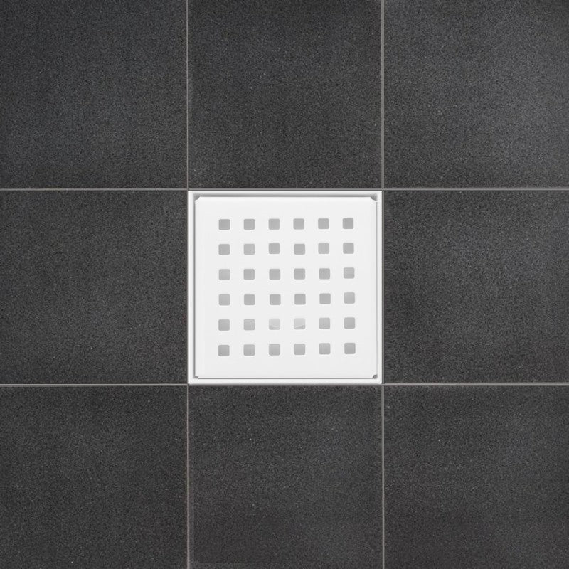 SereneDrains Square Shower Drain Traditional Square 4 White