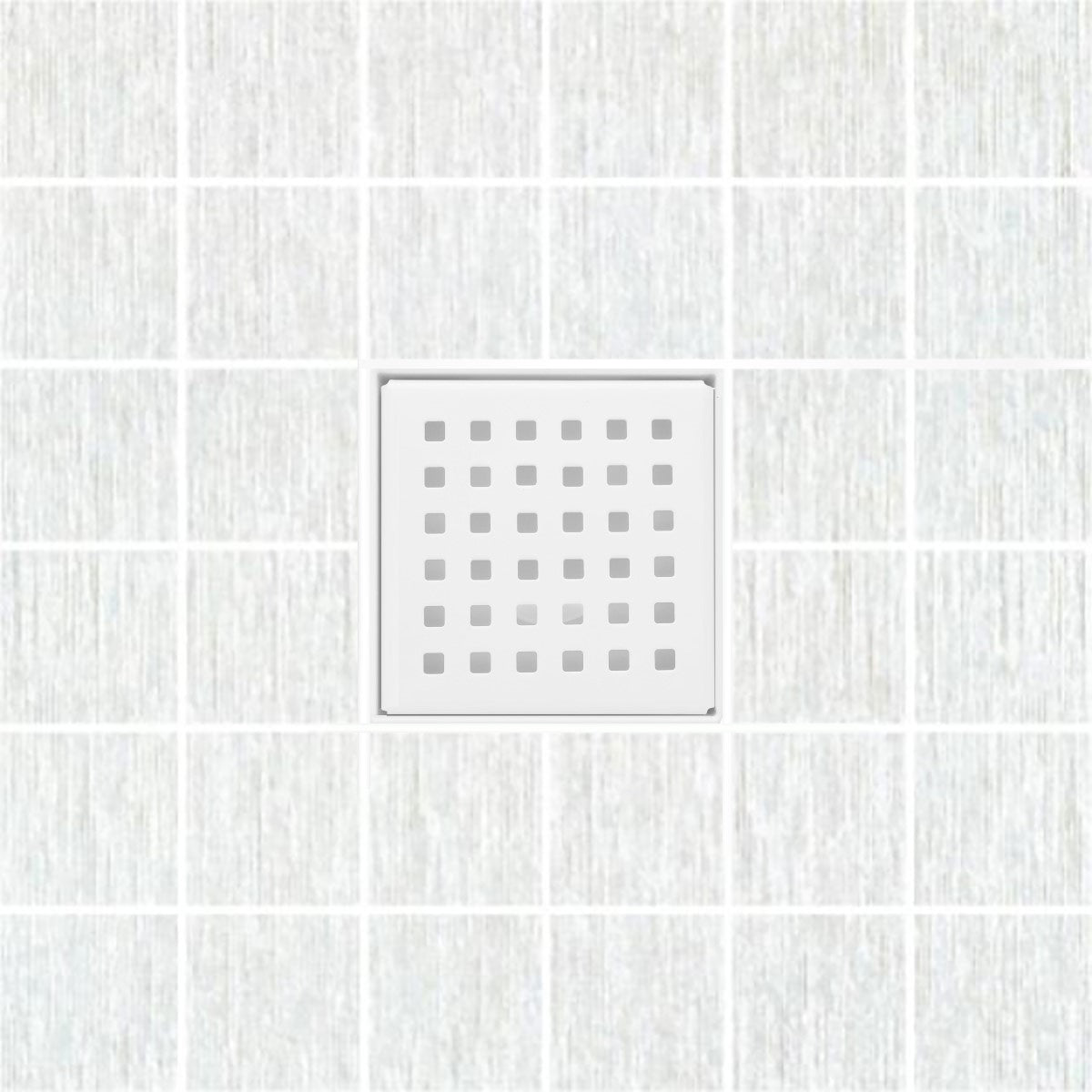 SereneDrains Square Shower Drain Traditional Square 4 White