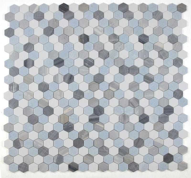 Mosaics Marble Carrara Hexagon - Deep Blue