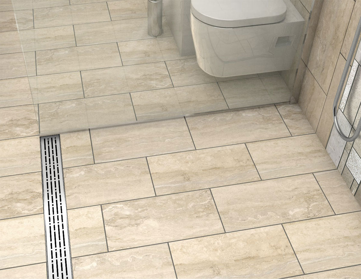 Quartz Linear Shower Drain Brushed Stainless - Mix 40