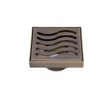 SereneDrains Square Shower Drain Ocean Wave 4 Bronze