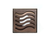 SereneDrains Square Shower Drain Ocean Wave 4 Bronze