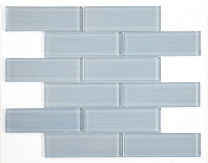 Mosaic Linear Glass Tiles Sky Blue Painting 2 x 6