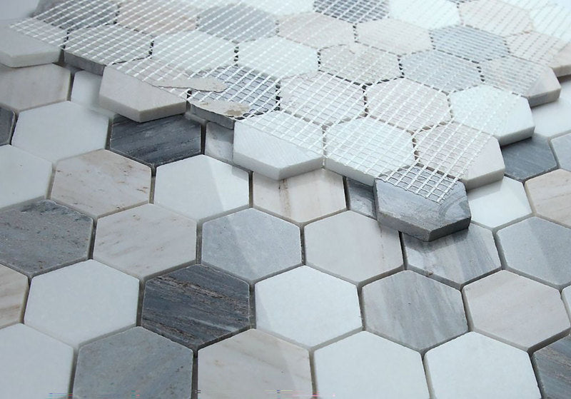 Mosaics Marble Thassos Hexagon - Blue Marble