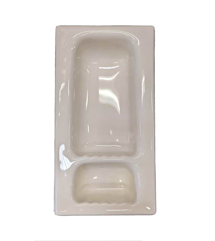 Recessed Shampoo Soap Porcelain Narrow Biscuit Glossy