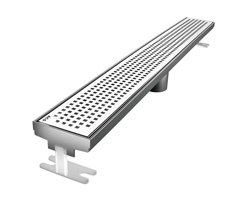Quartz Linear Shower Drain Quadrato - Polished Chrome