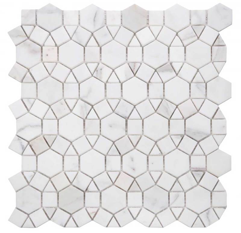 Mosaic Marble Circular Shape - Calacatta Biscuit White