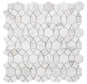 Mosaic Marble Circular Shape - Calacatta Biscuit White