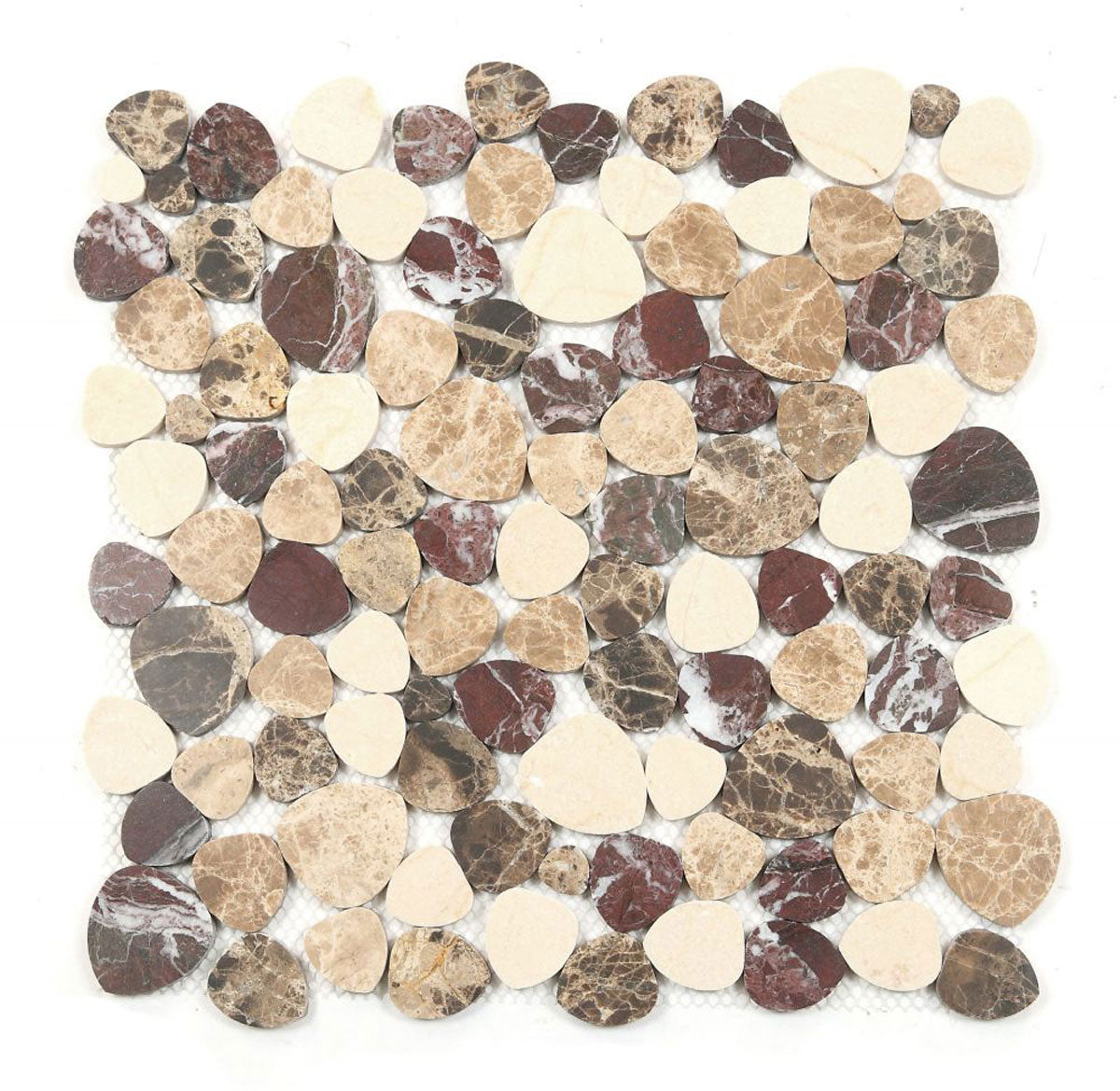 Marble Pebbles Mosaics Heart Shape - Coffee