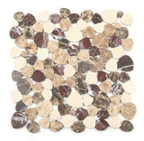 Marble Pebbles Mosaics Heart Shape - Coffee