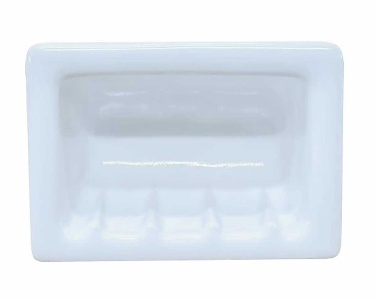 Recessed Soap Dish Porcelain 6 x 4 White Matte