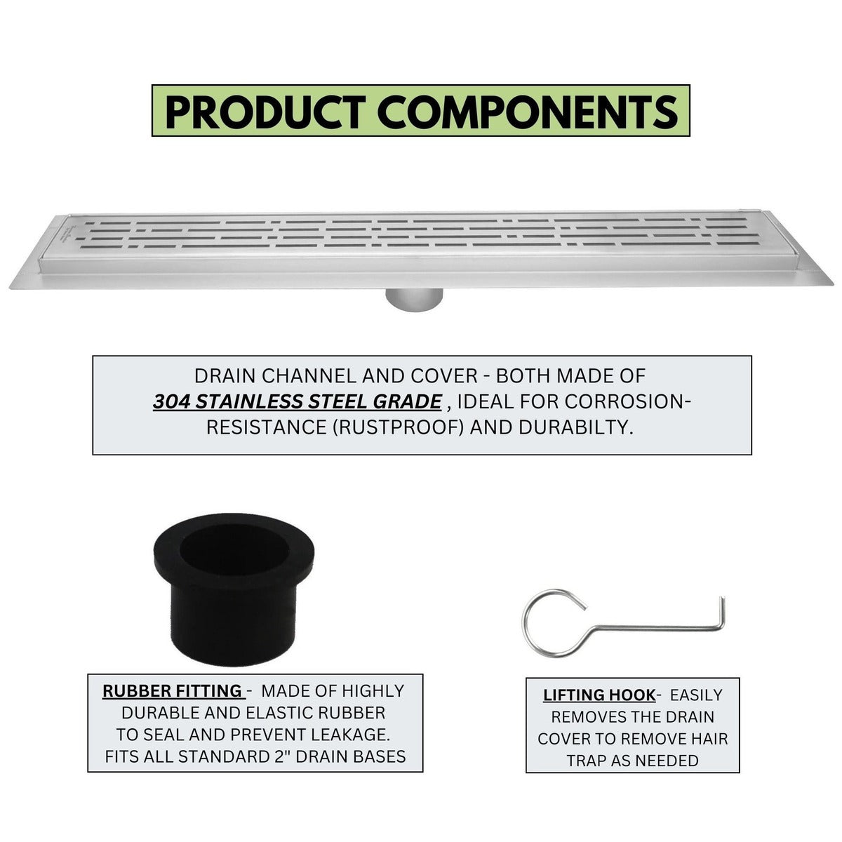SereneDrains Linear Shower Drain Broken Lane Brushed 72