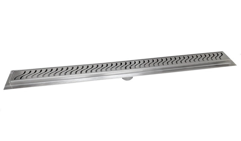 SereneDrains Linear Shower Drain Ocean Wave - Brushed 35