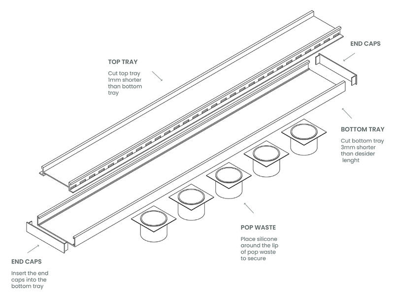 Lauxes Grates Linear shower drain Tile Insert - 4ft