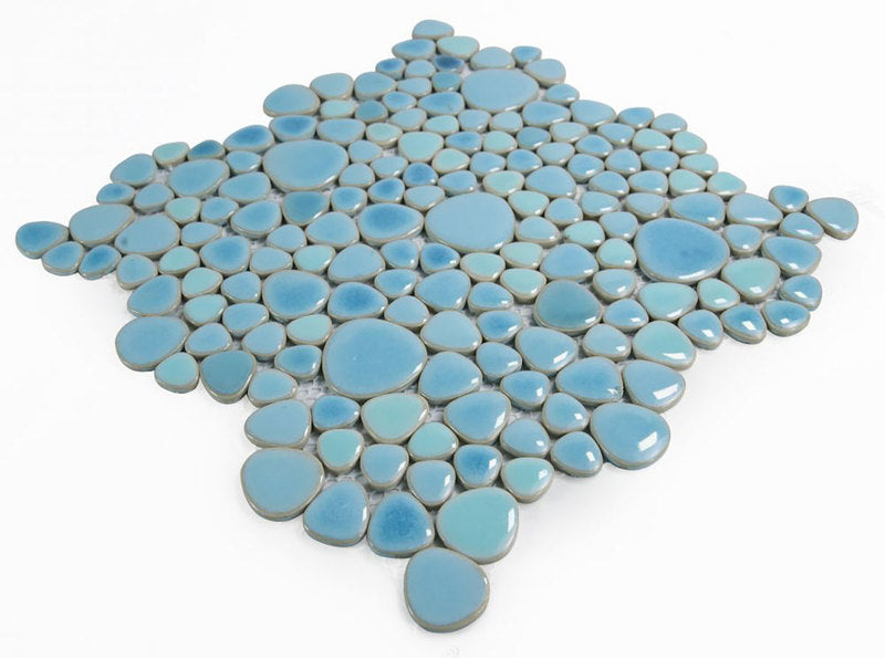 Mosaic Porcelain Tile Mancala Pebble Series - Sky Jewel