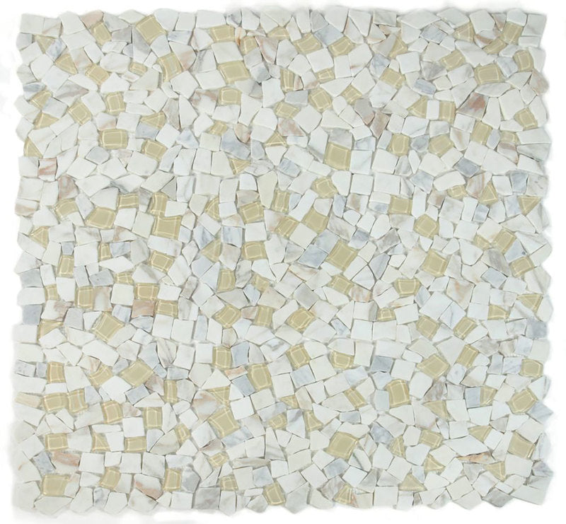 Marble and Glass Pebbles Mosaics Broken Shape - Calacatta Gold
