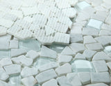 Marble and Glass Pebbles Mosaics Broken Shape - Carrara White