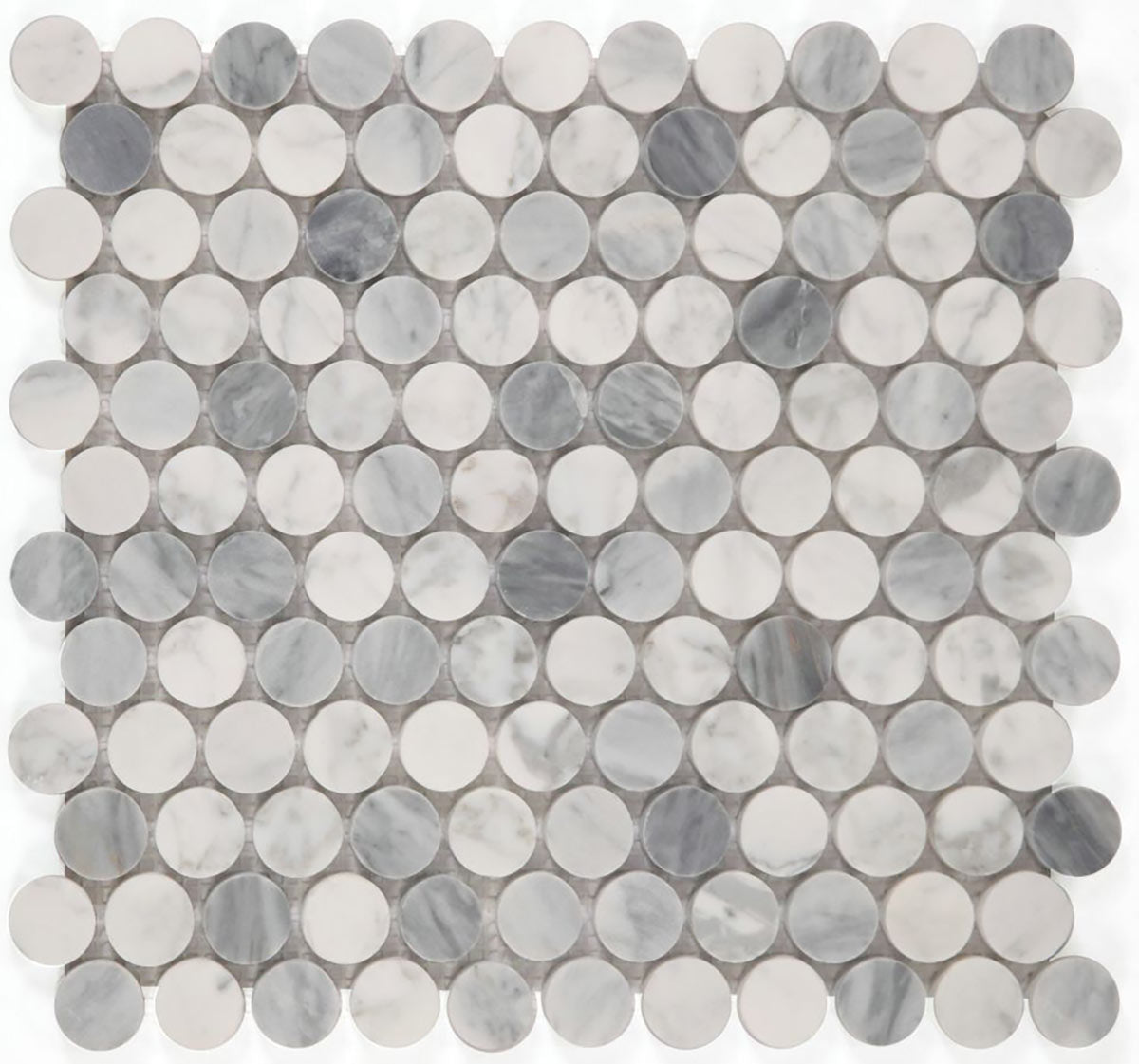 Mosaics Marble Penny Series - Grey White Honed