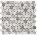 Mosaics Marble Penny Series - Grey White Honed