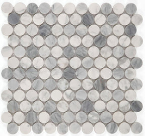Mosaics Marble Penny Series - Grey White Honed
