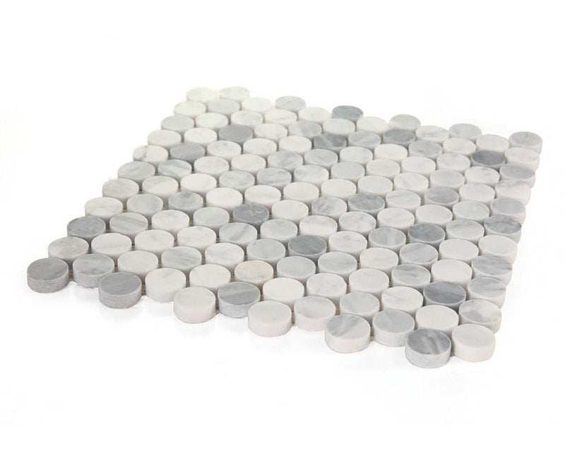 Mosaics Marble Penny Series - Grey White Honed