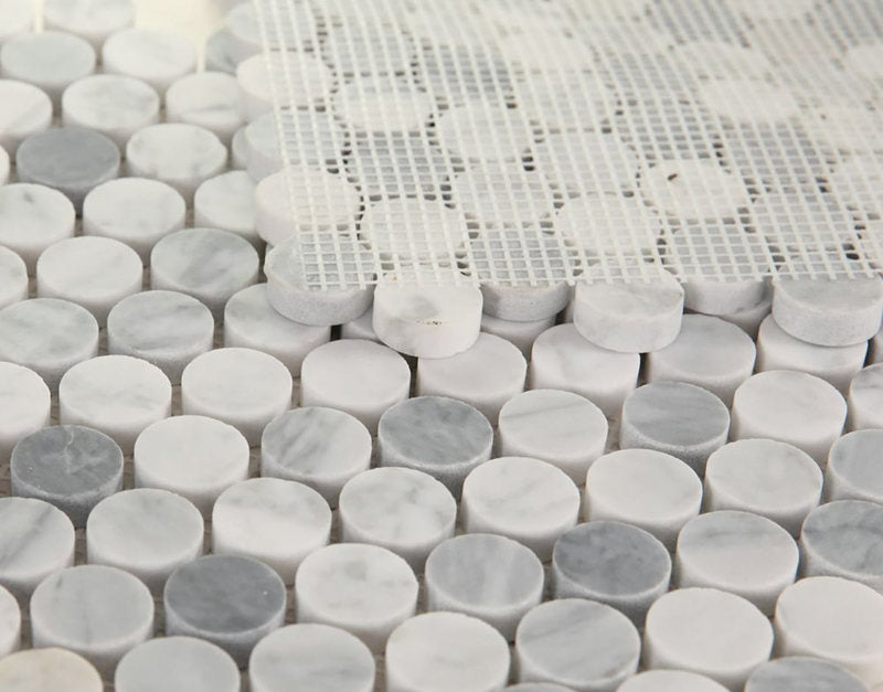 Mosaics Marble Penny Series - Grey White Honed