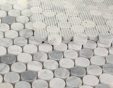 Mosaics Marble Penny Series - Grey White Honed