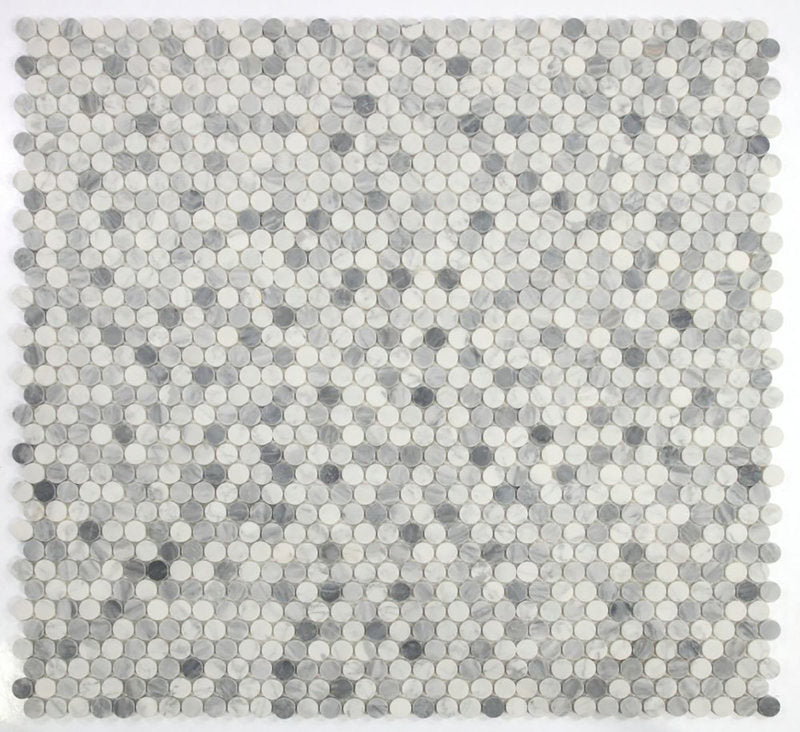 Mosaics Marble Penny Series - Grey White Honed